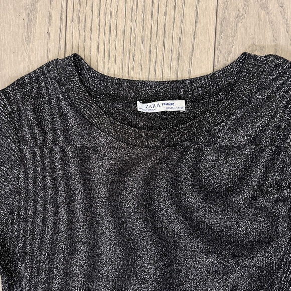 ZARA Fitted Dress in Black with Silver Lurex - Picture 5 of 5